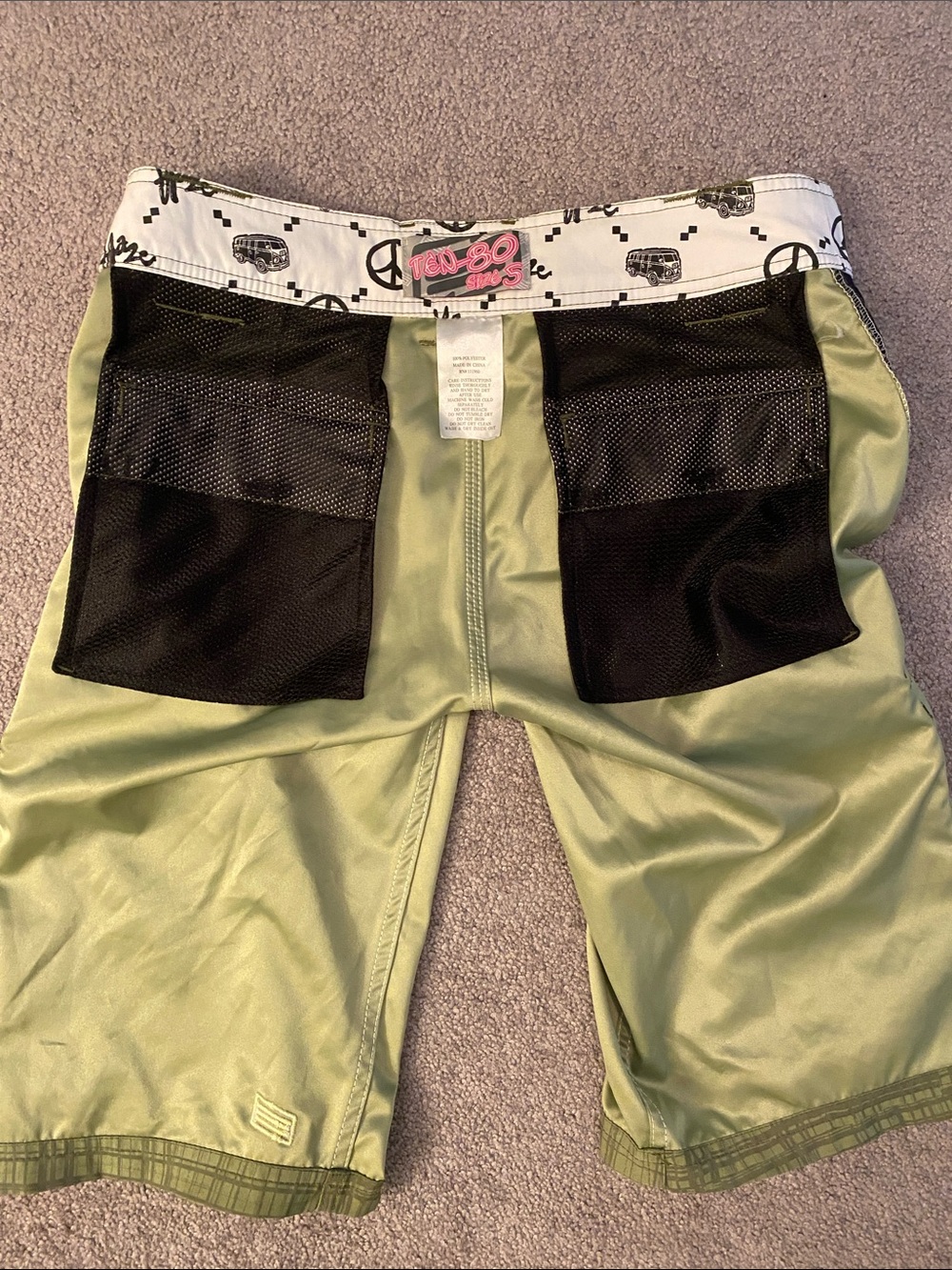 Ten -80 Olive Green Floral Plaid Cargo Shorts - Picture 7 of 12